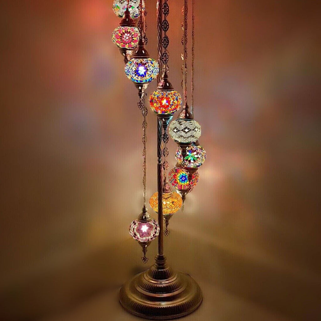 Silberne Stehlampe im marokkanischen türkischen Stil mit 9 Kugeln SMIXWHITE