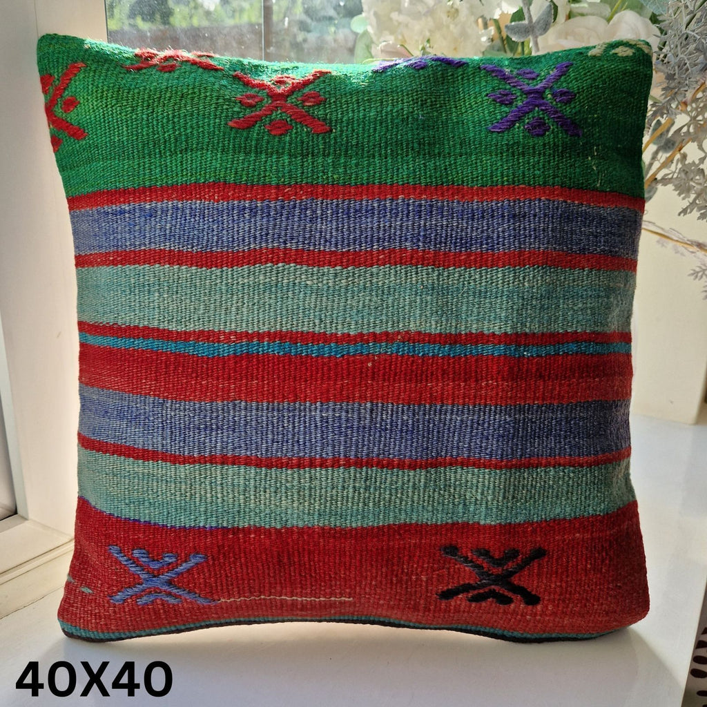 Turkish Moroccan Kilim Design Colourful Cushion Cover + Filler