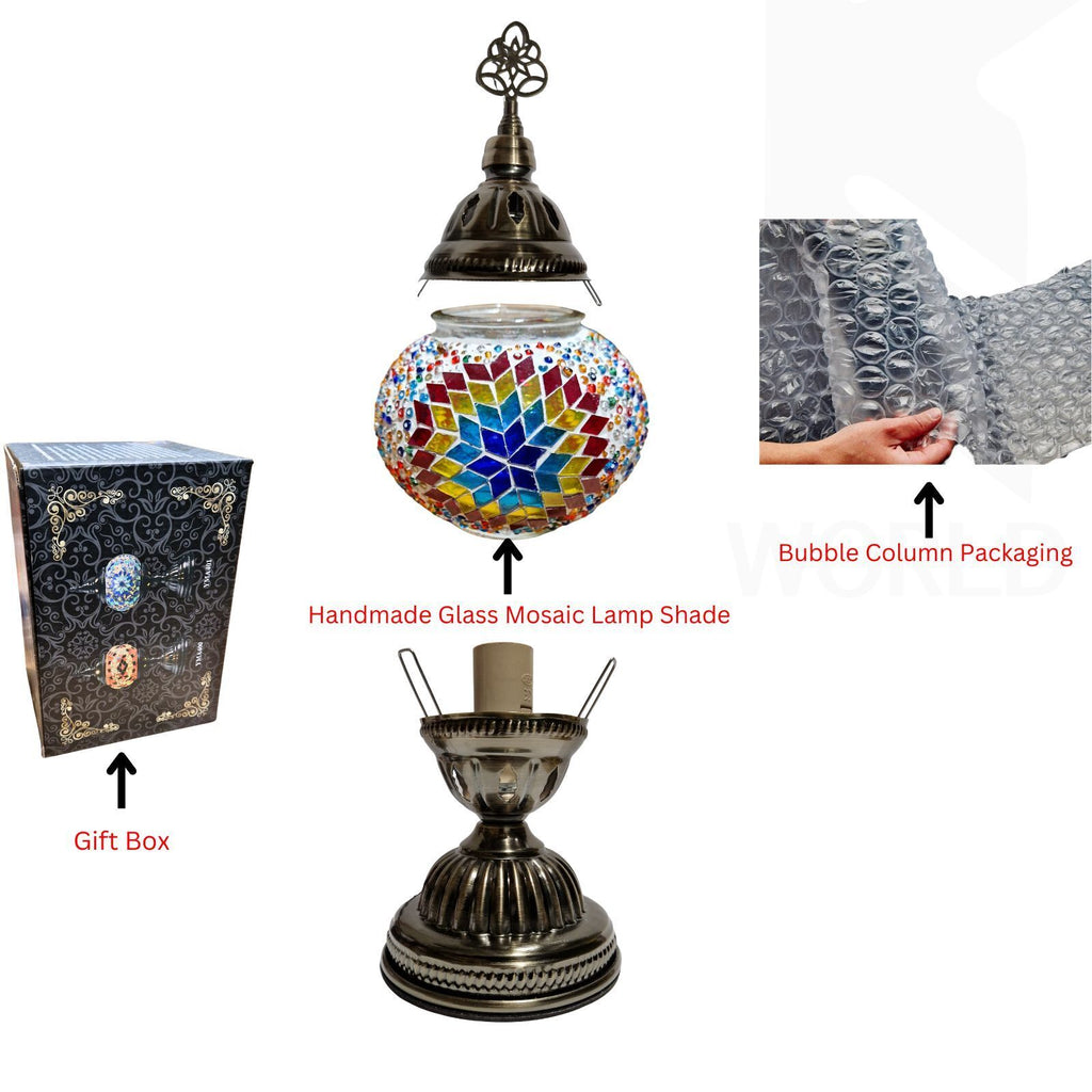 Turkish Moroccan Lamp Light Authentic Tiffany Style Glass Desk Table CE Tested