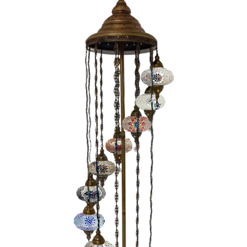 11 Ball Moroccan Turkish Style Floor Lamp with Larger Glass GLA17MIX
