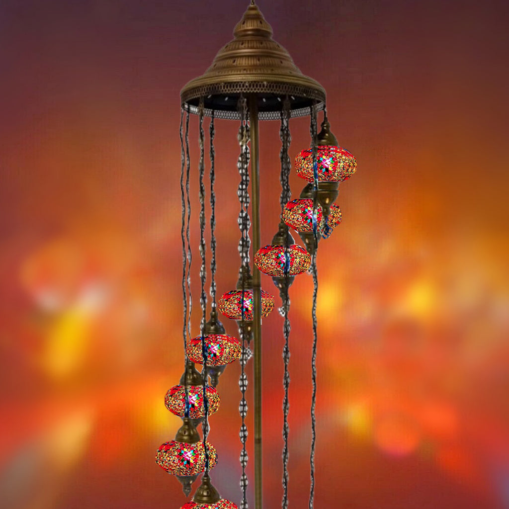 11 Ball Moroccan Turkish Style Floor Lamp with Larger Glass GLA17OR1