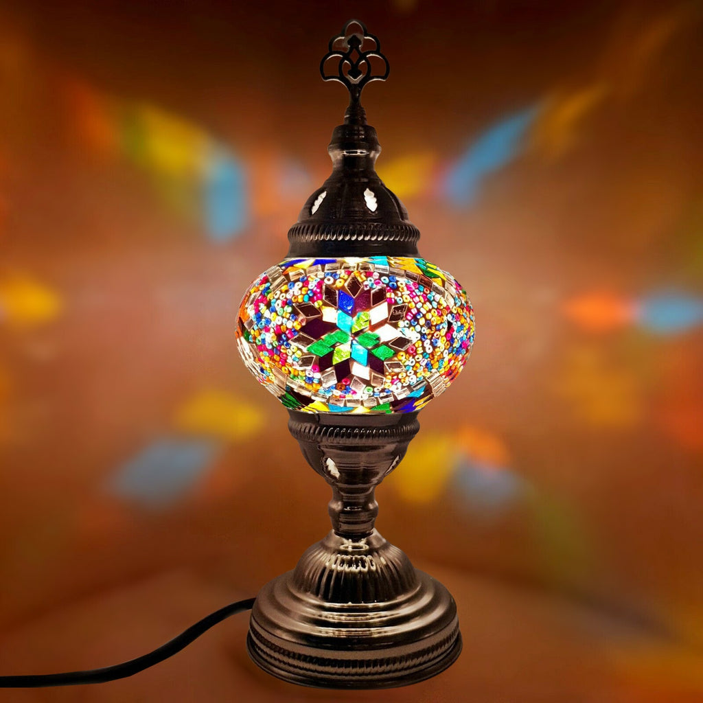 Moroccan Turkish Silver Mosaic Table Lamp