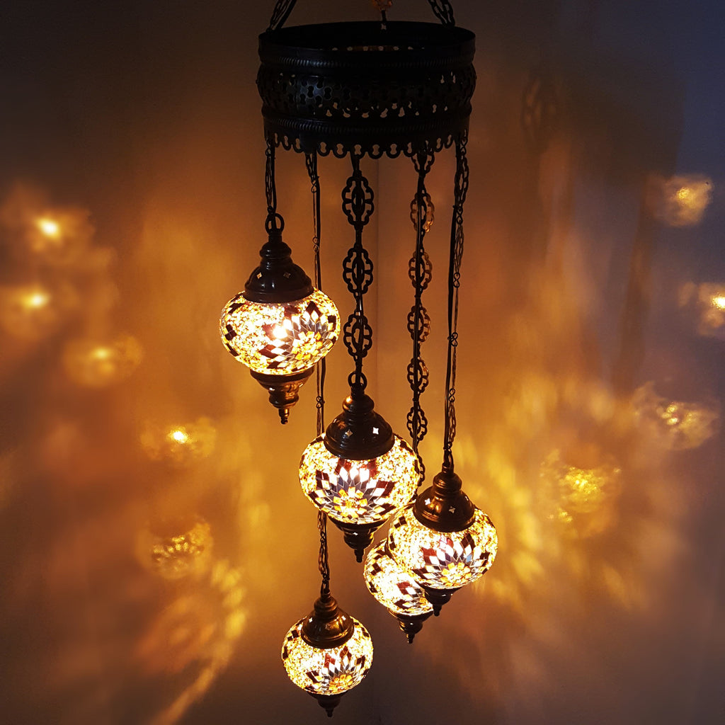 Turkish Chandeliers Moroccan Tiffany Style Glass Mosaic Hanging Lamp