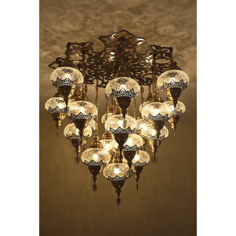 21 Globe Turkish Moroccan Luxury Chandelier (Crackle Clear)