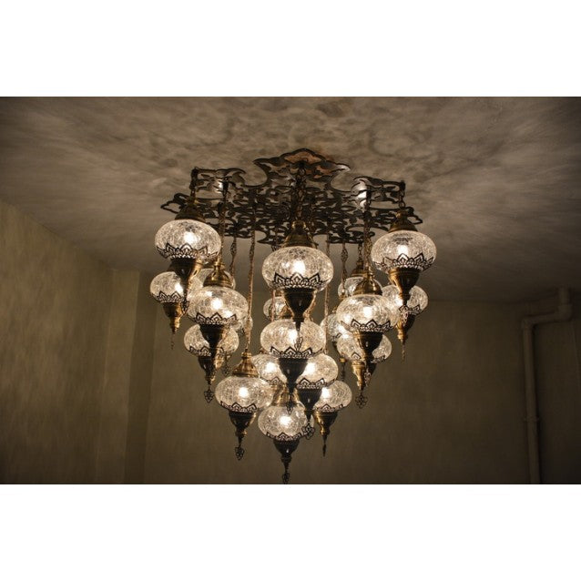 21 Globe Turkish Moroccan Luxury Chandelier (Crackle Clear)