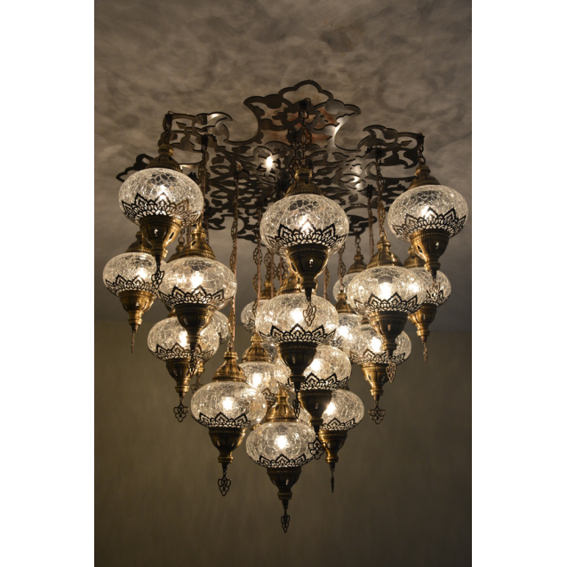 21 Globe Turkish Moroccan Luxury Chandelier (Crackle Clear)