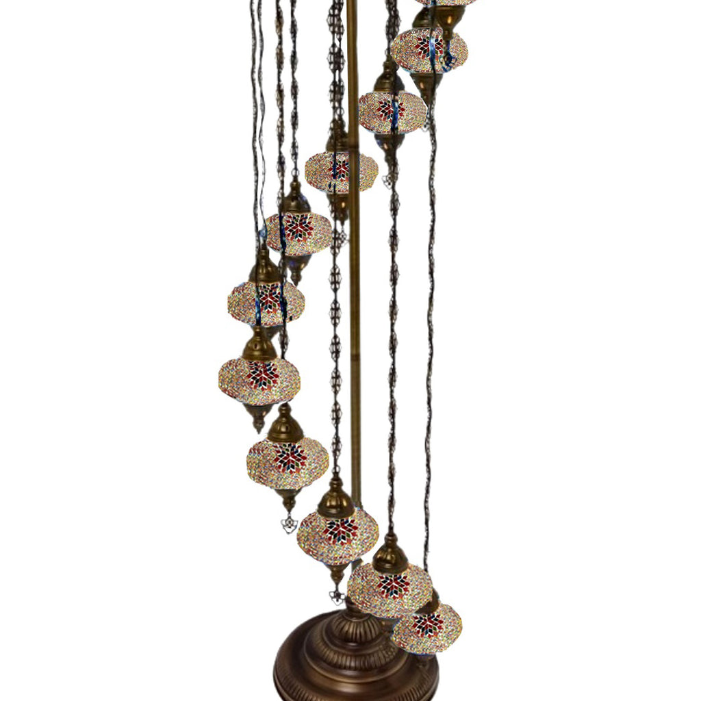 11 Ball Moroccan Turkish Style Floor Lamp with Larger Glass GLA17OR1