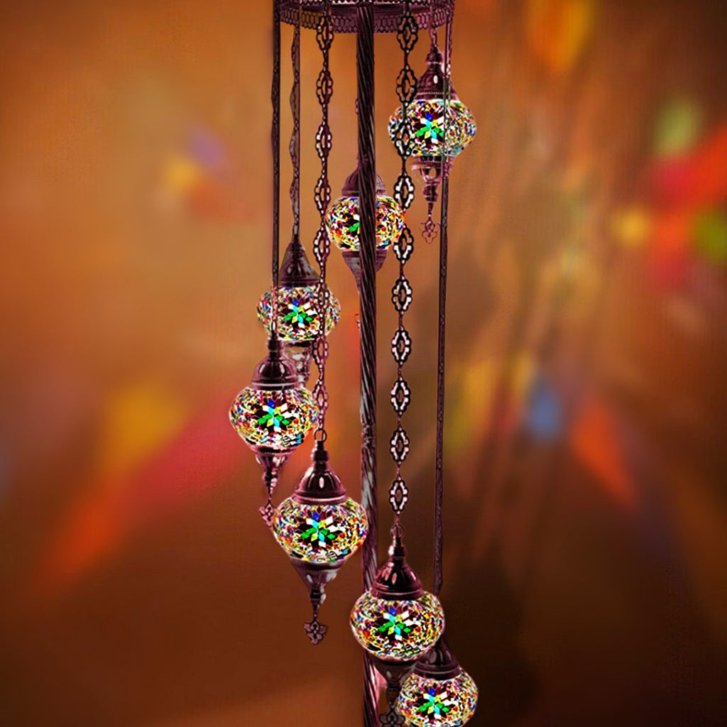 7 Ball Moroccan Turkish Style Silver Floor Lamp S-MC4