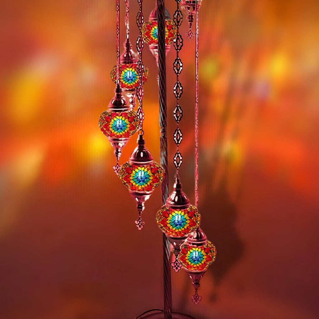 7 Ball Moroccan Turkish Style Silver Floor Lamp S-MC7