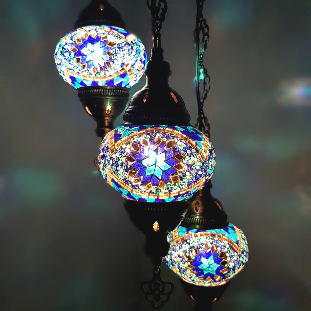 Turkish Chandeliers Moroccan Tiffany Style Glass Mosaic Hanging Lamp
