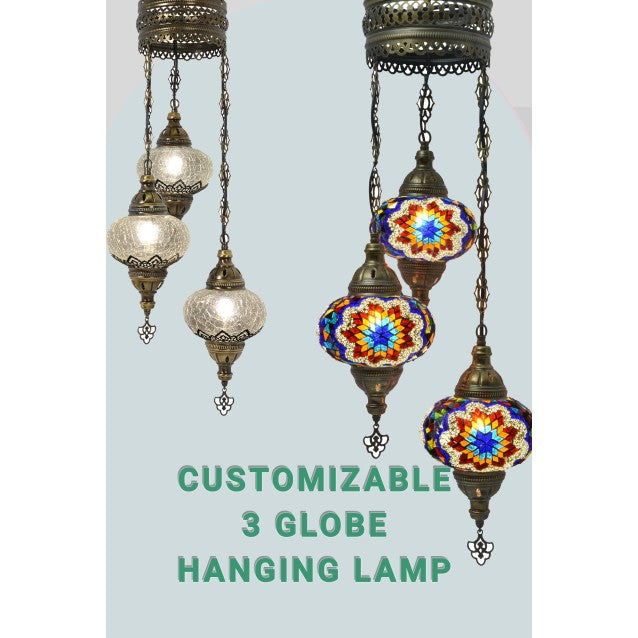 Customize 3 Globe Turkish Mosaic Chandeliers