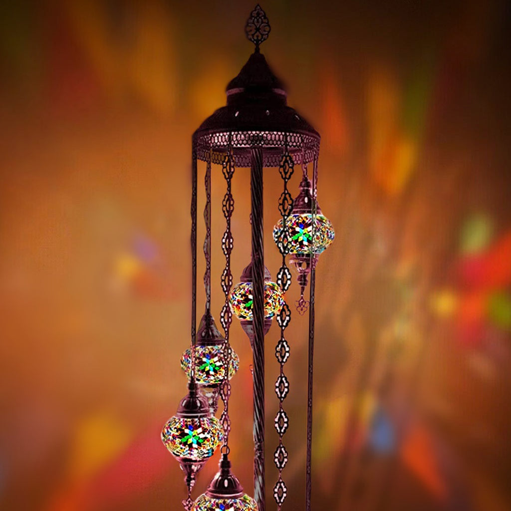 7 Ball Moroccan Turkish Style Silver Floor Lamp S-MC4