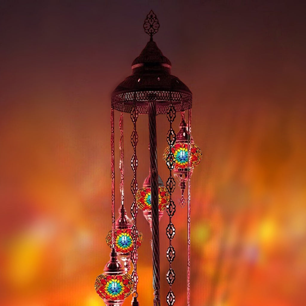 7 Ball Moroccan Turkish Style Silver Floor Lamp S-MC7
