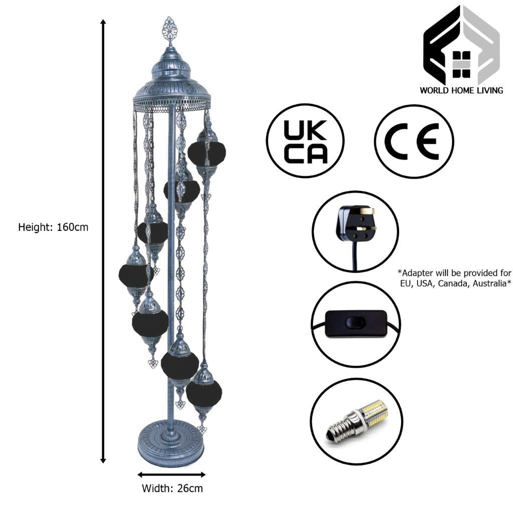 7 Ball Moroccan Turkish Style Silver Floor Lamp S-MC7