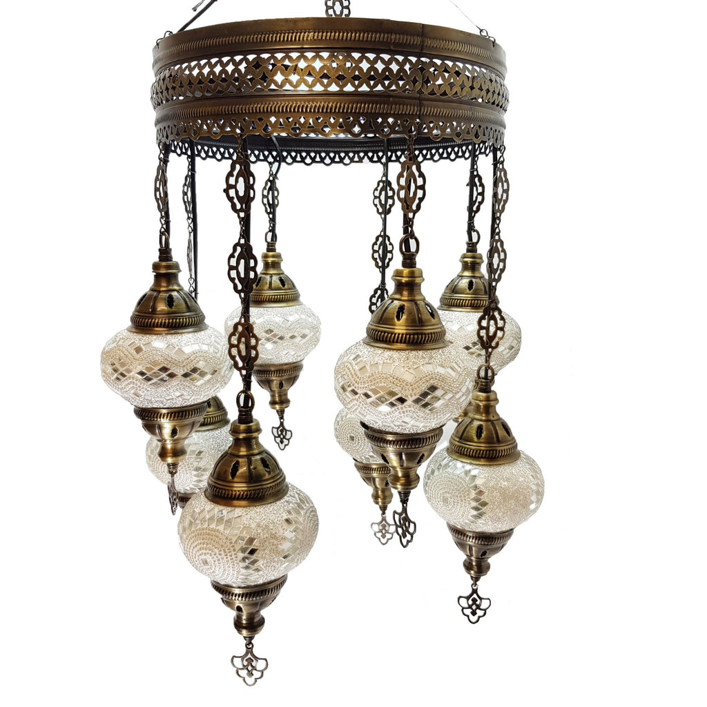 8 Ball Turkish Moroccan Style Chandelier White Mix