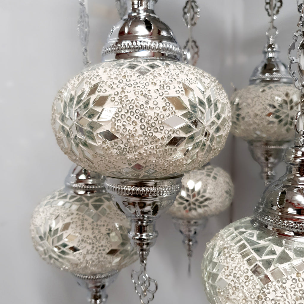 8 Ball Turkish Moroccan Style Chandelier White MIX -17cm