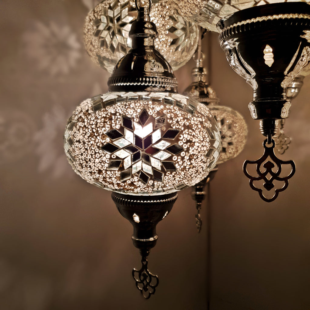 8 Ball Turkish Moroccan Style Chandelier White MIX -17cm