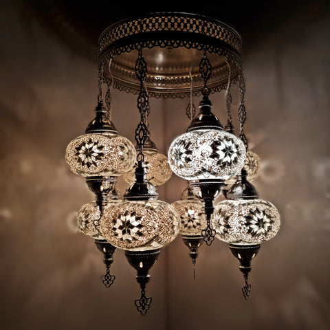 8 Ball Turkish Moroccan Style Chandelier White MIX -17cm