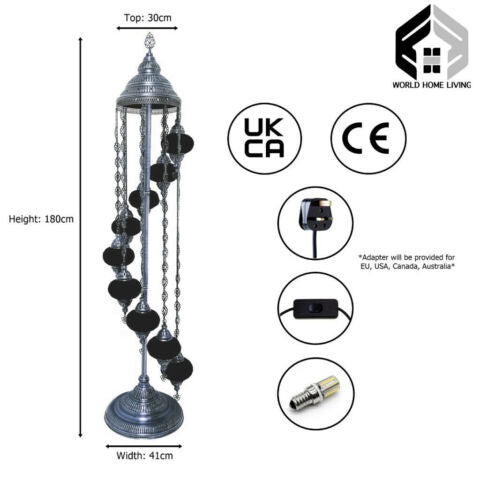 Silberne Stehlampe im marokkanischen türkischen Stil mit 9 Kugeln SMIXWHITE