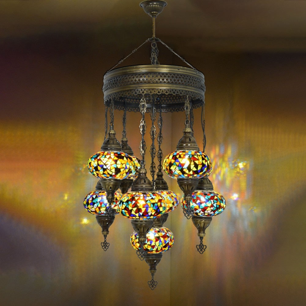 Customize 9 Globe Mosaic Sultan Chandeliers