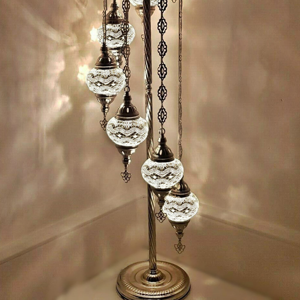 7 Ball Moroccan Turkish Style Silver Floor Lamp S-W10
