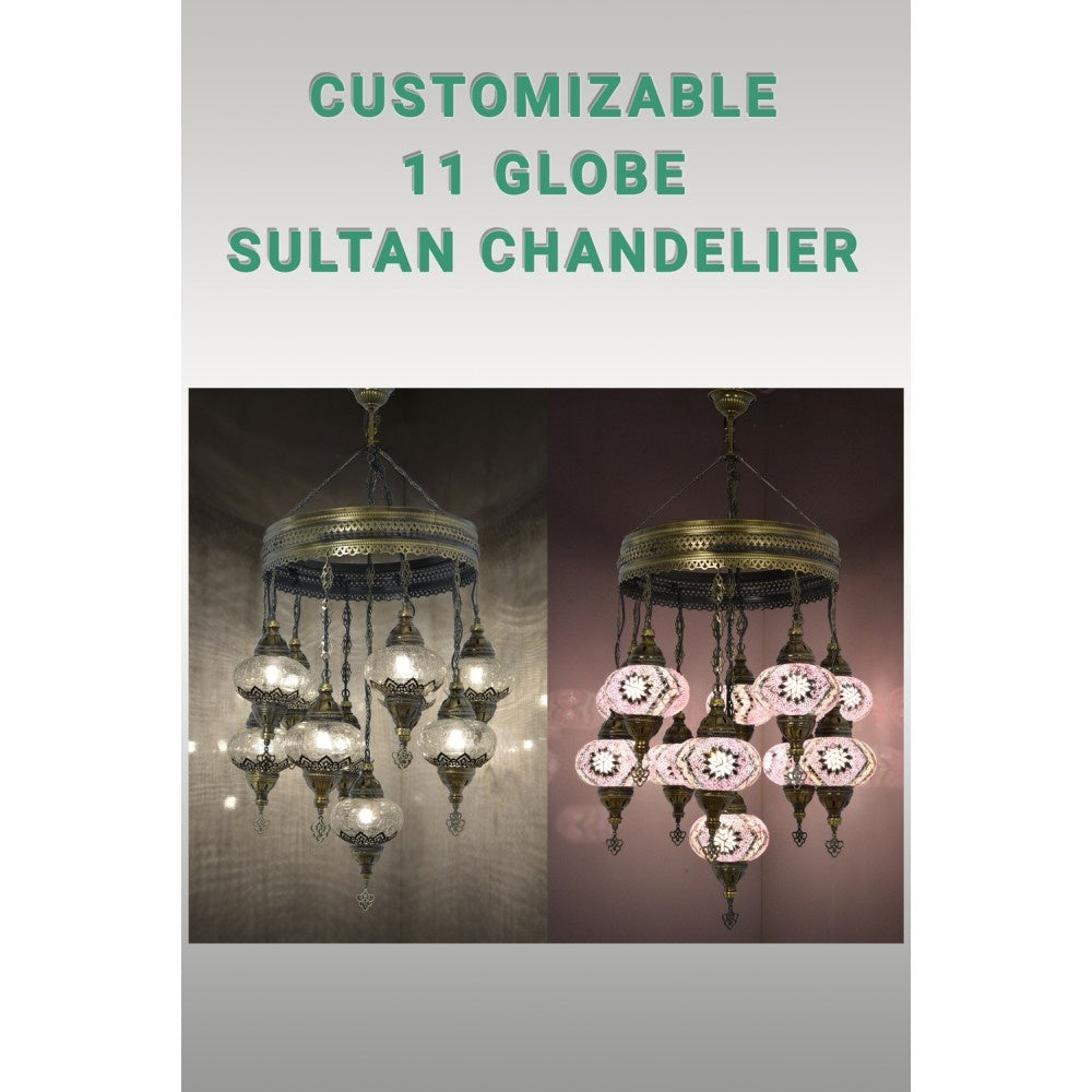 Customize 11 Globe Mosaic Sultan Chandeliers