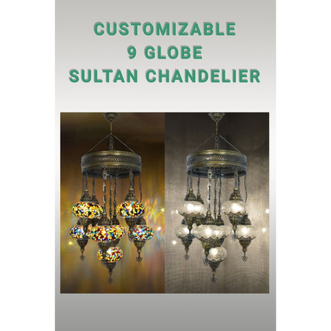 Customize 9 Globe Mosaic Sultan Chandeliers