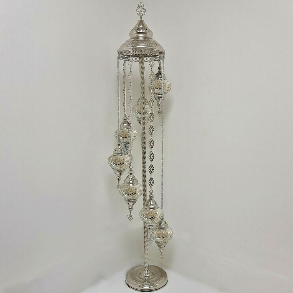 7 Ball Moroccan Turkish Style Silver Floor Lamp S-W10