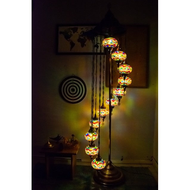 11 Globe Turkish Moroccan Glass Mosaic Floor Lamp