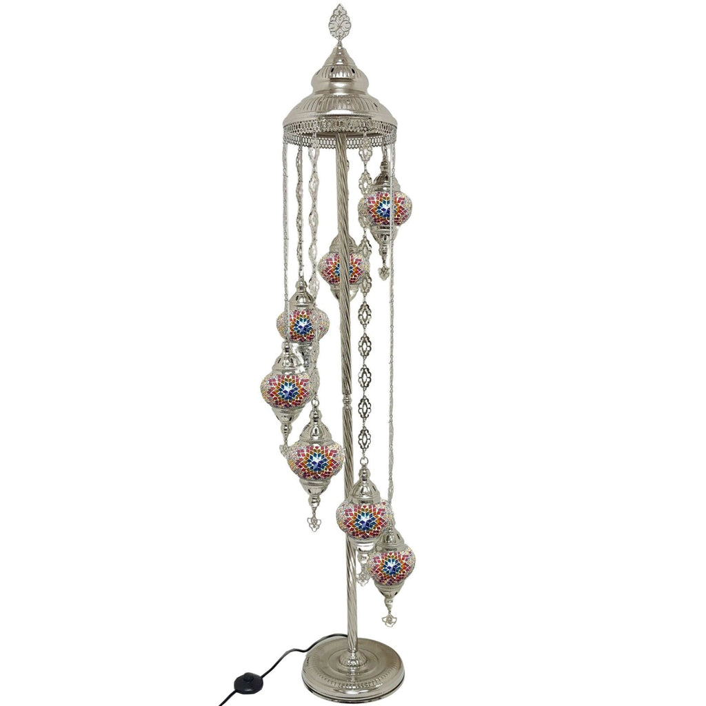 7 Ball Moroccan Turkish Style Silver Floor Lamp S-MC7