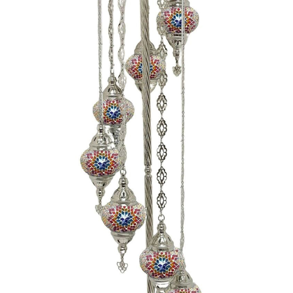 7 Ball Moroccan Turkish Style Silver Floor Lamp S-MC7