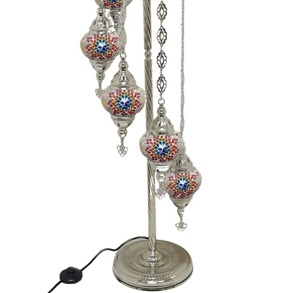 7 Ball Moroccan Turkish Style Silver Floor Lamp S-MC7