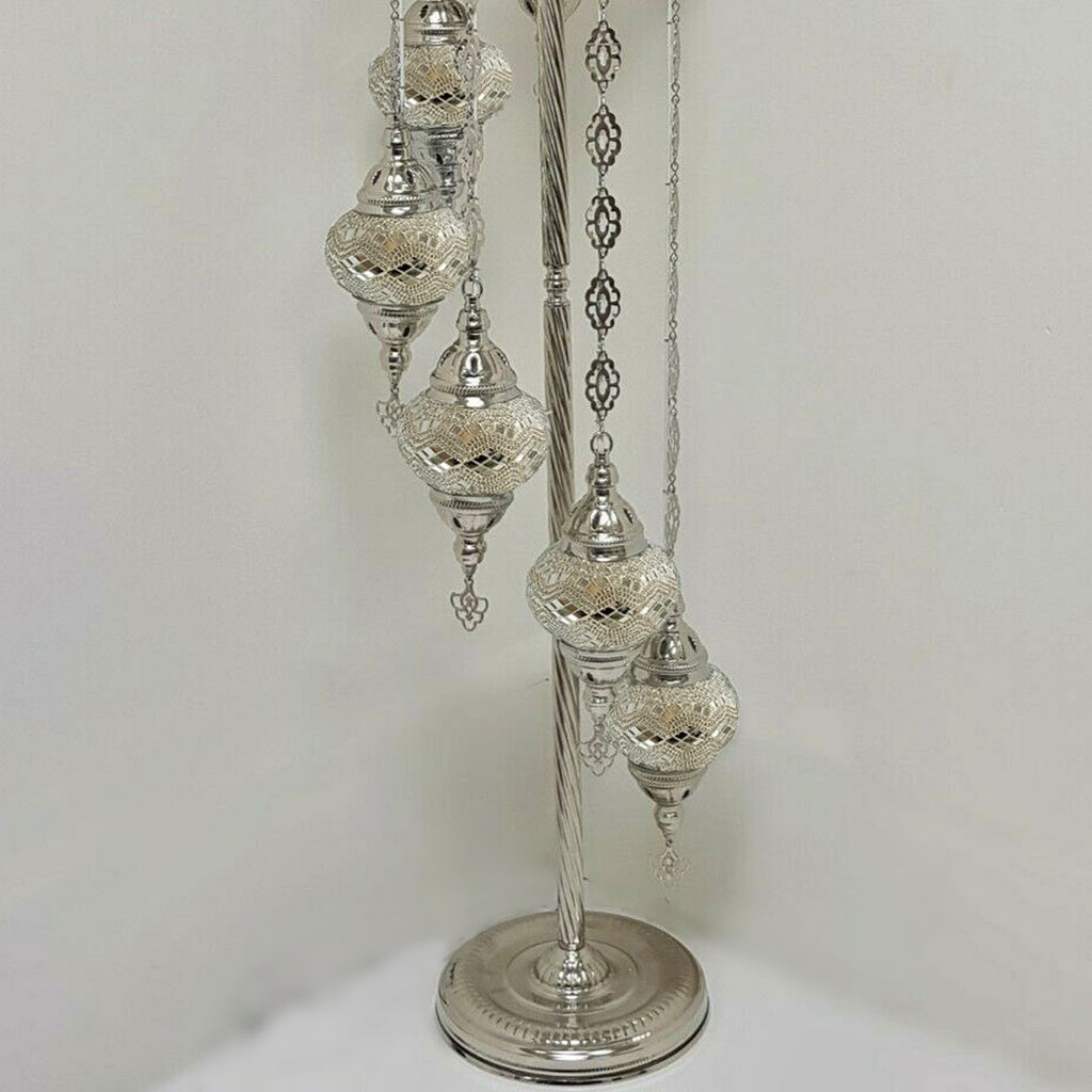 7 Ball Moroccan Turkish Style Silver Floor Lamp S-W10