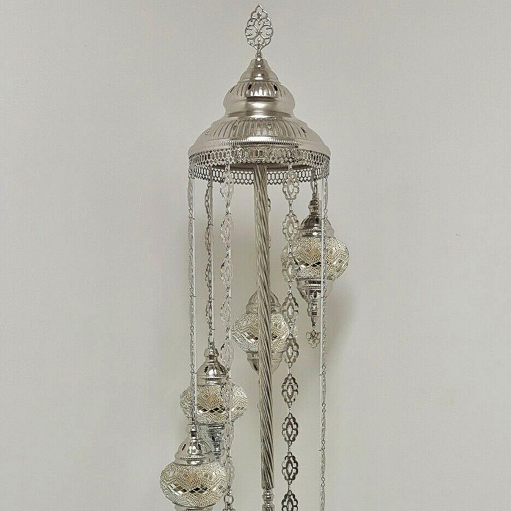7 Ball Moroccan Turkish Style Silver Floor Lamp S-W10