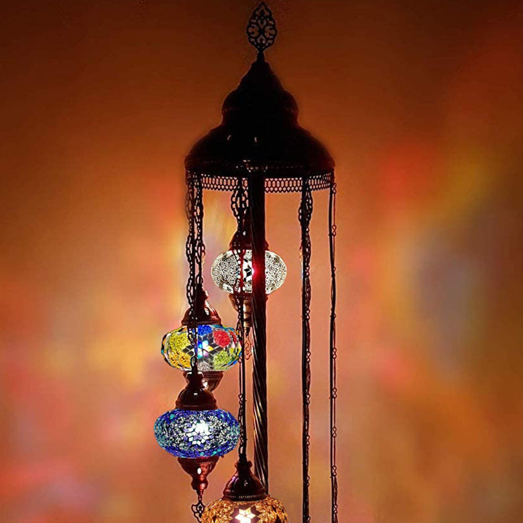 7 Ball Moroccan Turkish Style Floor Lamp with Larger Glass GLA17MC2