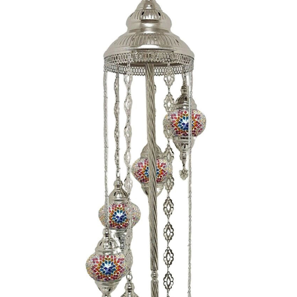 7 Ball Moroccan Turkish Style Silver Floor Lamp S-MC7