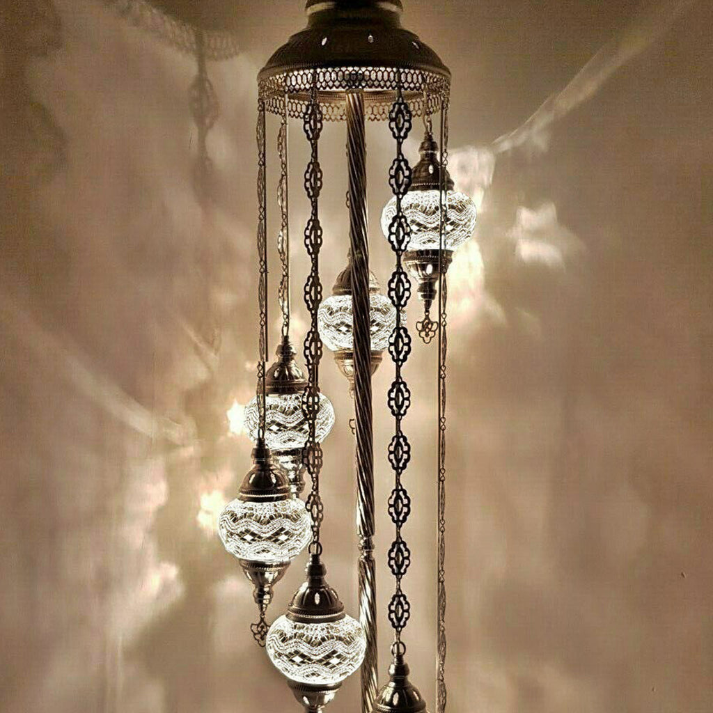 7 Ball Moroccan Turkish Style Silver Floor Lamp S-W10