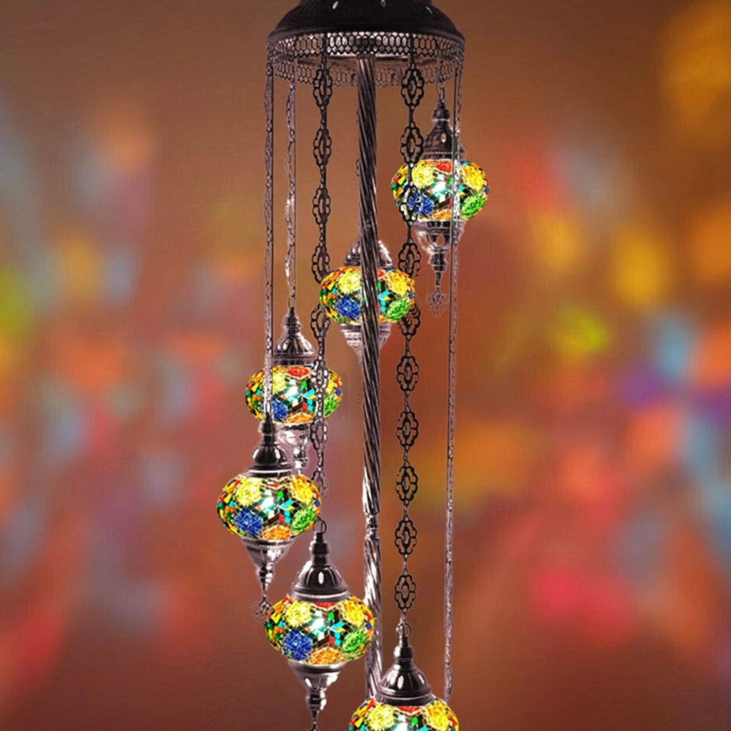 7 Ball Moroccan Turkish Style Silver Floor Lamp Large Glass SLMC16