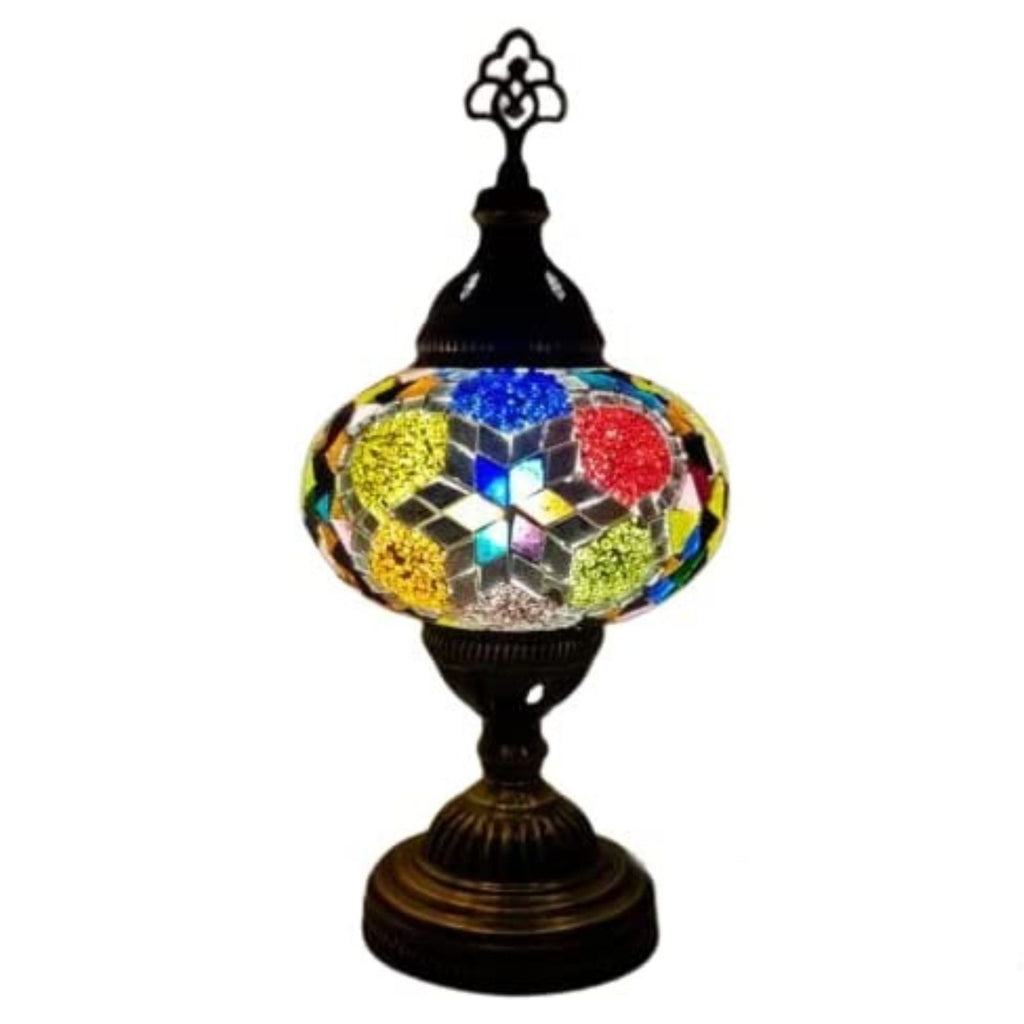 Battery Operated Mosaic Turkish  Table Lamp LARGE GLASS - MC16