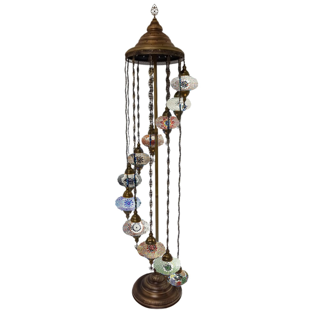 11 Ball Moroccan Turkish Style Floor Lamp with Larger Glass GLA17MIX