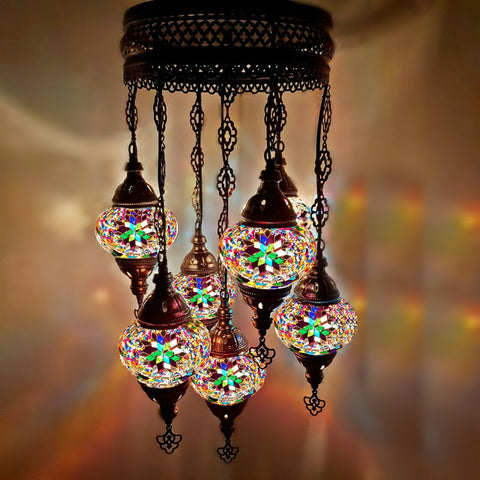 7 Ball Moroccan Turkish Style Chandelier MC4