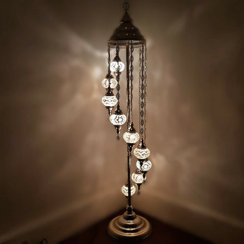 Silberne Stehlampe im marokkanischen türkischen Stil mit 9 Kugeln SMIXWHITE