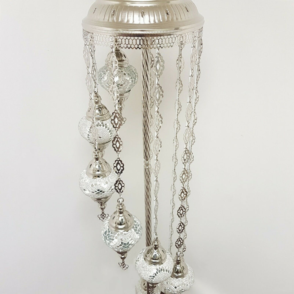 Silberne Stehlampe im marokkanischen türkischen Stil mit 9 Kugeln SMIXWHITE