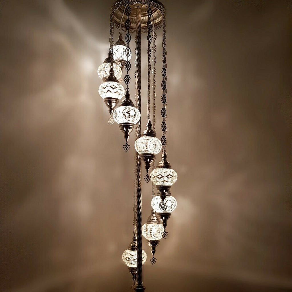 Silberne Stehlampe im marokkanischen türkischen Stil mit 9 Kugeln SMIXWHITE