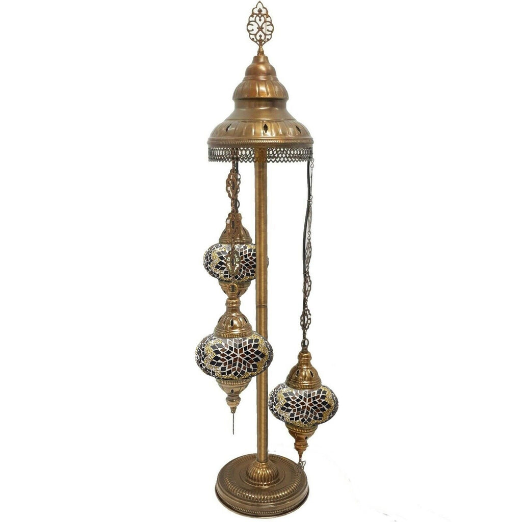 3 Ball Moroccan Turkish Style Floor Lamp Large Glass G1