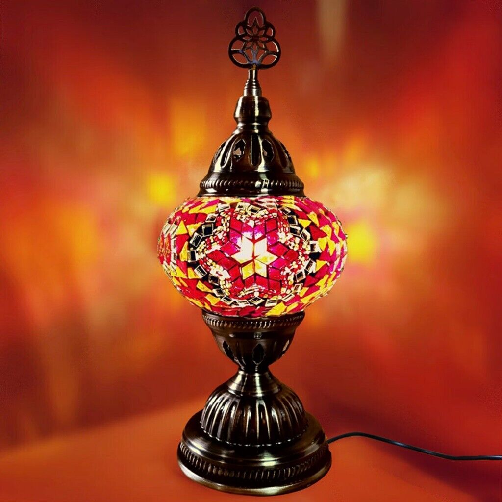 Turkish Moroccan Lamp Light Authentic Tiffany Style Glass Desk Table CE Tested
