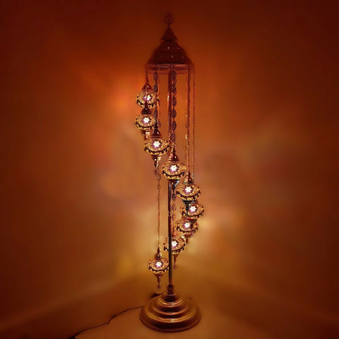 Silberne Stehlampe im marokkanischen türkischen Stil mit 9 Kugeln SG5