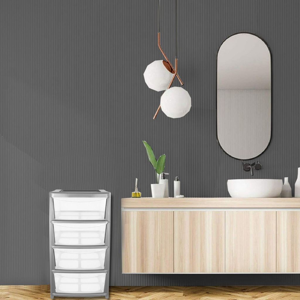 GRANDE 4 CAJONES GRIS - MÓDULO TORRE CARRO CÓMODA CAJÓN ESCUELA OFICINA HOGAR