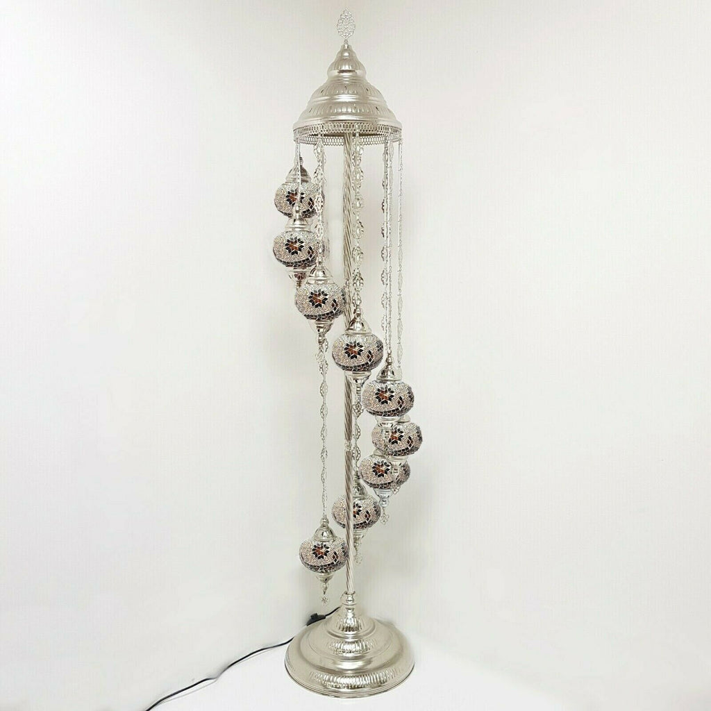 9 Ball Moroccan Turkish Style Silver Floor Lamp SG5