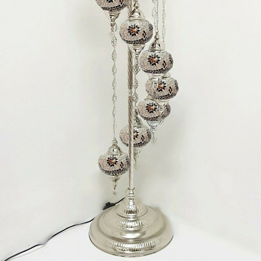 9 Ball Moroccan Turkish Style Silver Floor Lamp SG5